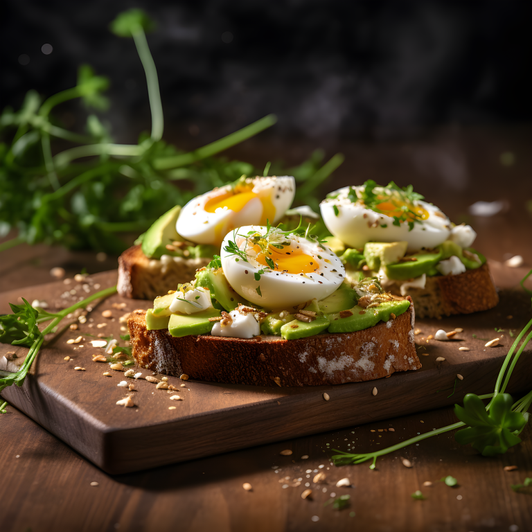 sliced boiled eggs on avocado and toast part of a personalized diet